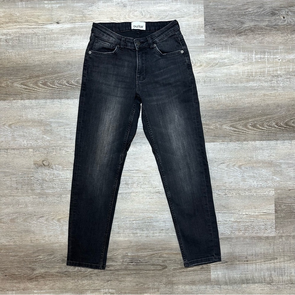 Duer Du/er Performance Denim Girlfriend Jeans - Vintage Black - Size 24X28 - Picture 2 of 8